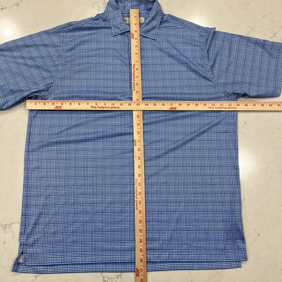 DONALD ROSS Mens Sz L Blue White Plaid Short Sleeve Golf Polo Shirt Nemacolin CC - Picture 6 of 9